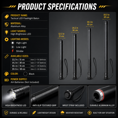 🔦 Heavy-Duty Aluminum Alloy LED Flashlight – 3 Lighting Modes, Long-Range Beam & Non-Slip Grip
