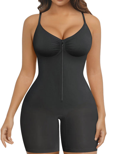 Women's Tummy Control Zip Front Bodysuit