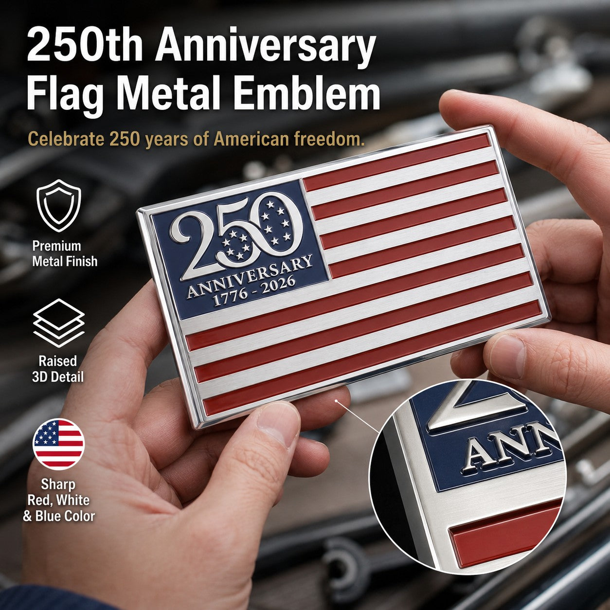 🔥250th Anniversary Metal Flag Emblem🔥