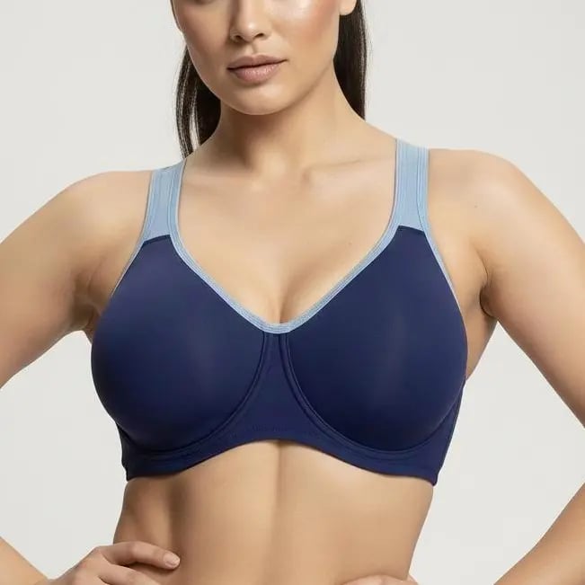 💥Soft Support Non-padded Unlined Full Coverage Wide Strap Outside Underwire Sports Bra