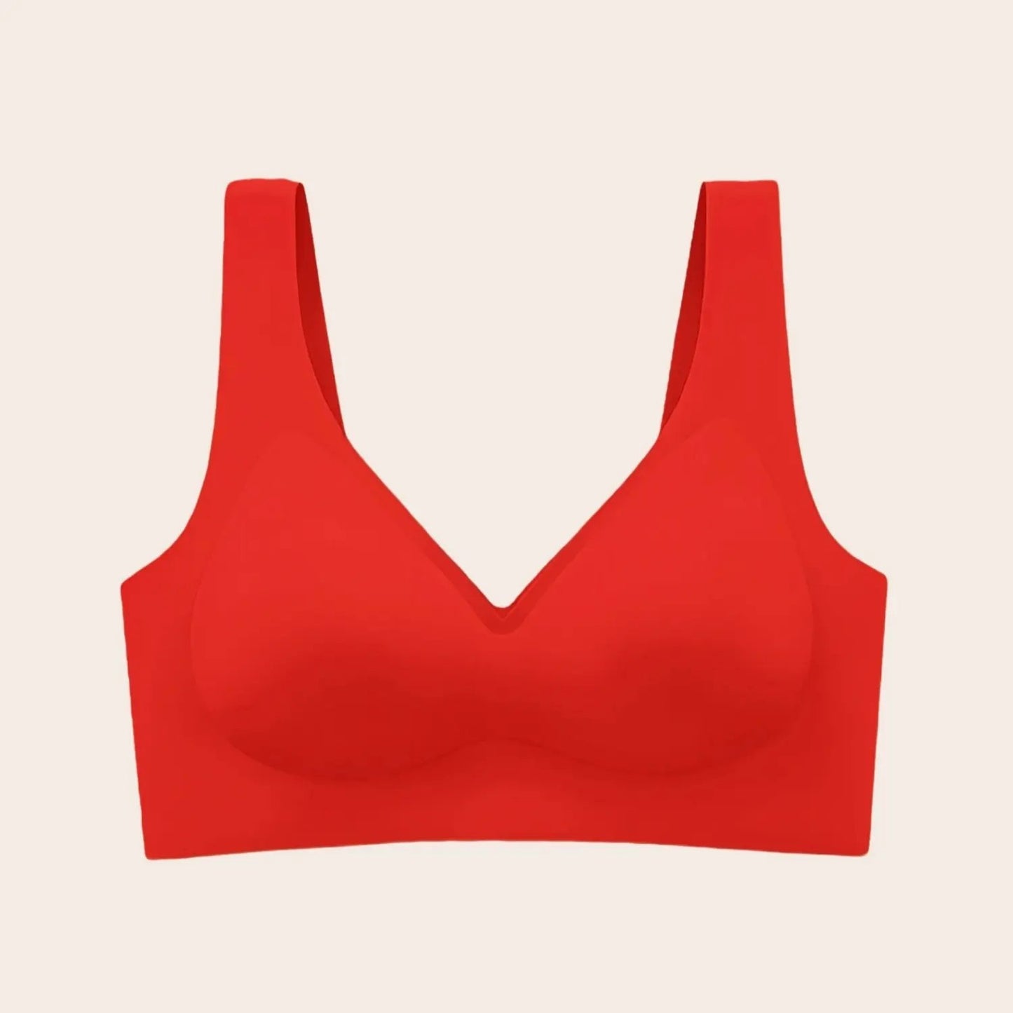 ✨Soft Intention Women's Seamless Red Bra Wireless Soft Bralette Full Coverage Push Up T-shirt Comfortable Everyday Wear