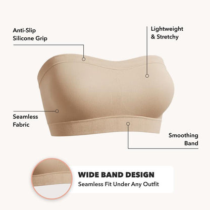 Wireless Backless Bandeau Bra Anti‑Slip Convertible Straps Plus Size