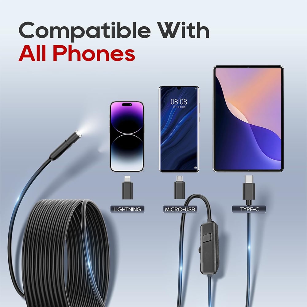 🔍 Endoscope Camera with Light – 1920P HD Inspection Tool