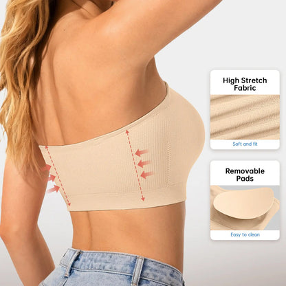 💥Stay Put Bandeau Bra, Wireless Seamless Comfort Day