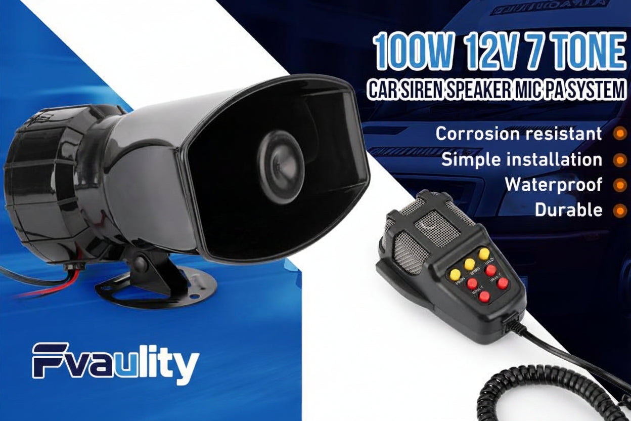 🚗🔊 12V Power Car Exterior Sound Speaker Kit with Mic, 7-Tone Horn