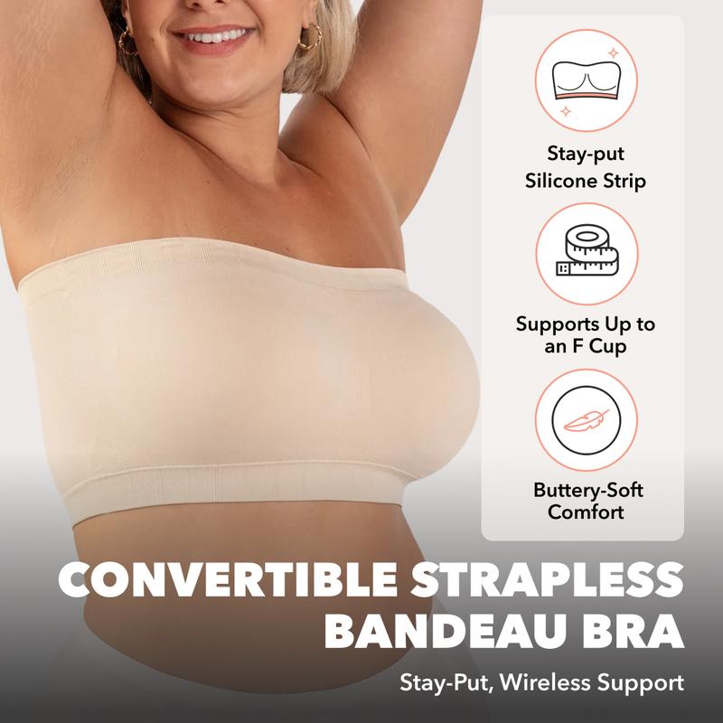 Wireless Backless Bandeau Bra Anti‑Slip Convertible Straps Plus Size