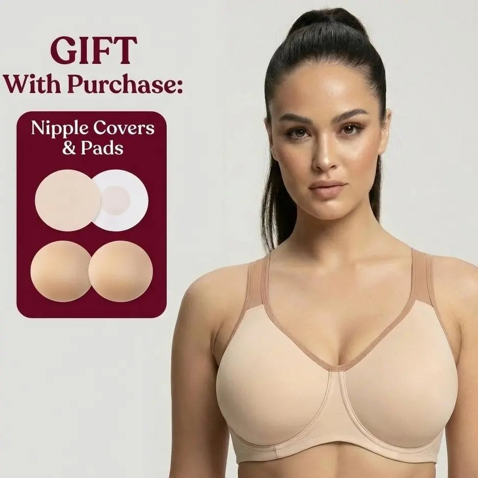 💥Soft Support Non-padded Unlined Full Coverage Wide Strap Outside Underwire Sports Bra