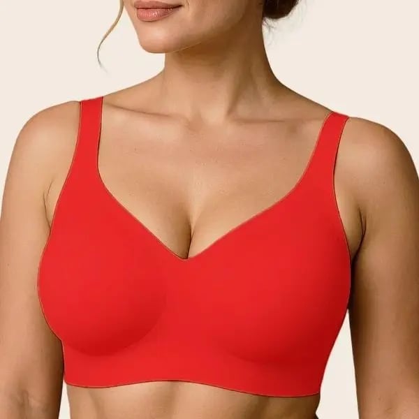 ✨Soft Intention Women's Seamless Red Bra Wireless Soft Bralette Full Coverage Push Up T-shirt Comfortable Everyday Wear
