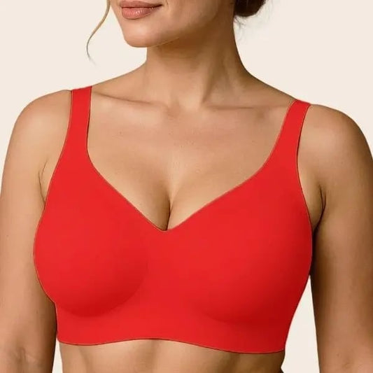 ✨Soft Intention Women's Seamless Red Bra Wireless Soft Bralette Full Coverage Push Up T-shirt Comfortable Everyday wear
