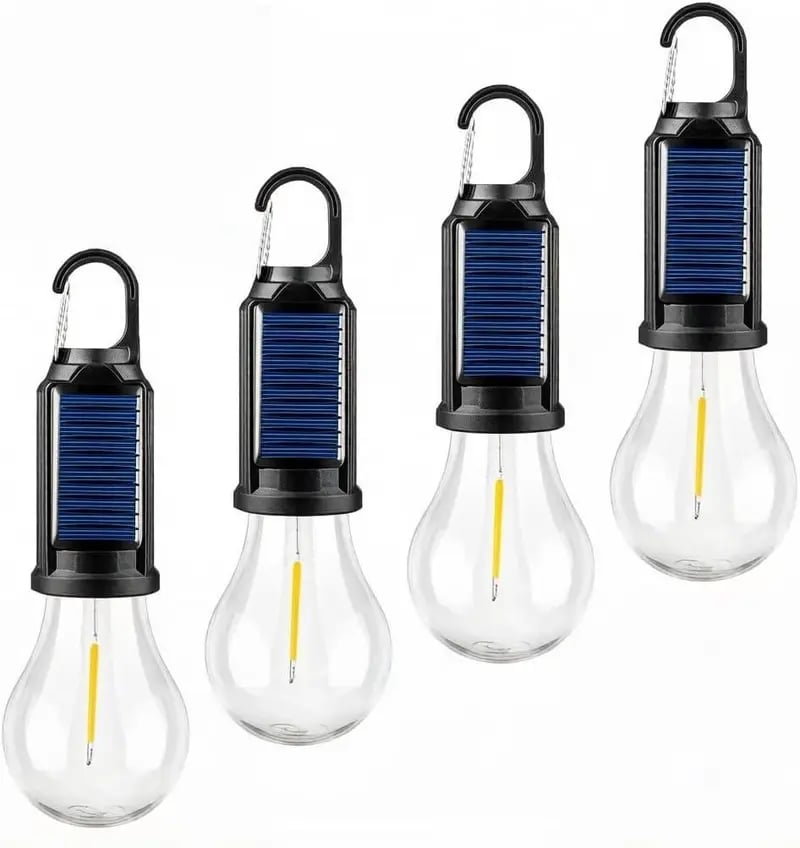 2/4 PCS Rechargeable Solar LED Light Bulbs with Waterproof Clip Hook
