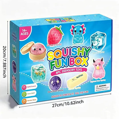 🏆1 Bestselling🏆🎁8-Piece Mystery Squishy Blind Box Set, Slow-Rise Stress Relief Fidget Toys