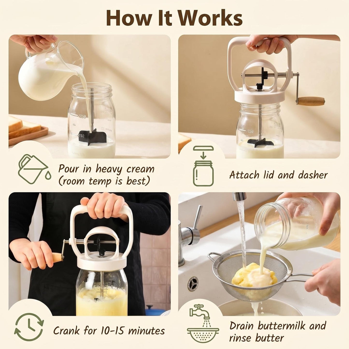 ChurnCraftTM🧈Hand Crank Butter Churner