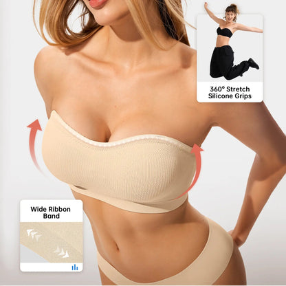 💥Stay Put Bandeau Bra, Wireless Seamless Comfort Day