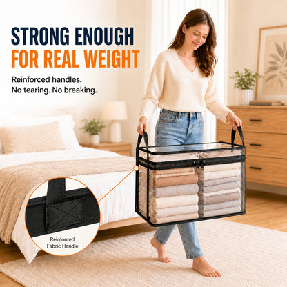 2‑Pack Heavy‑Duty Clear Plastic Storage Box with Hinged Lid