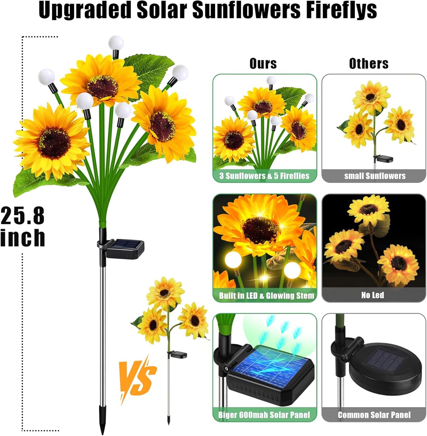 🌞27.6 " Solar LED Sunflower Garden Lights