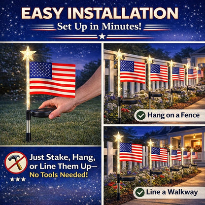 Solar American Flag Lights