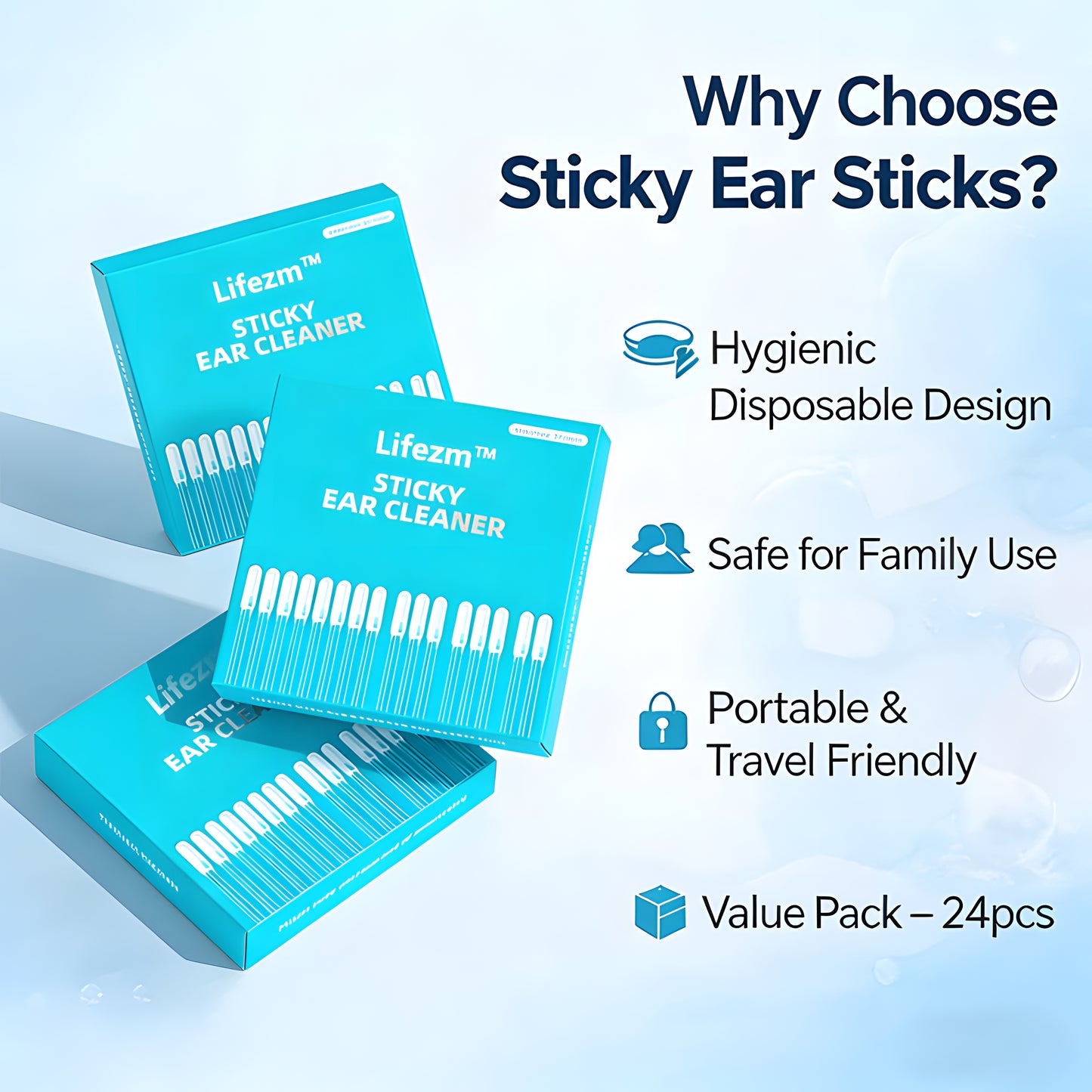 Sticky Ear Cleaning Sticks - Gentle, Visible Ear Care👂