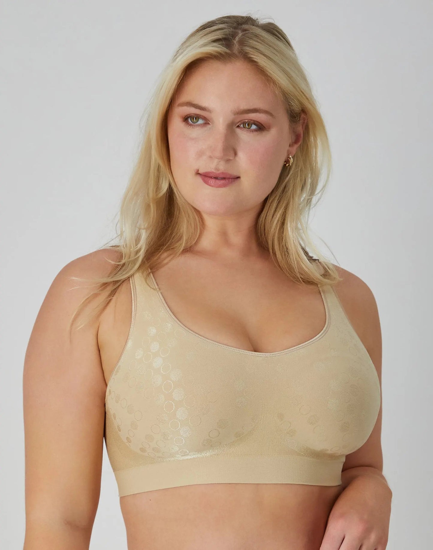 💥Comfort Revolution ComfortFlex Fit Shaping Wireless Bra White Tropic L Fabric Seamless