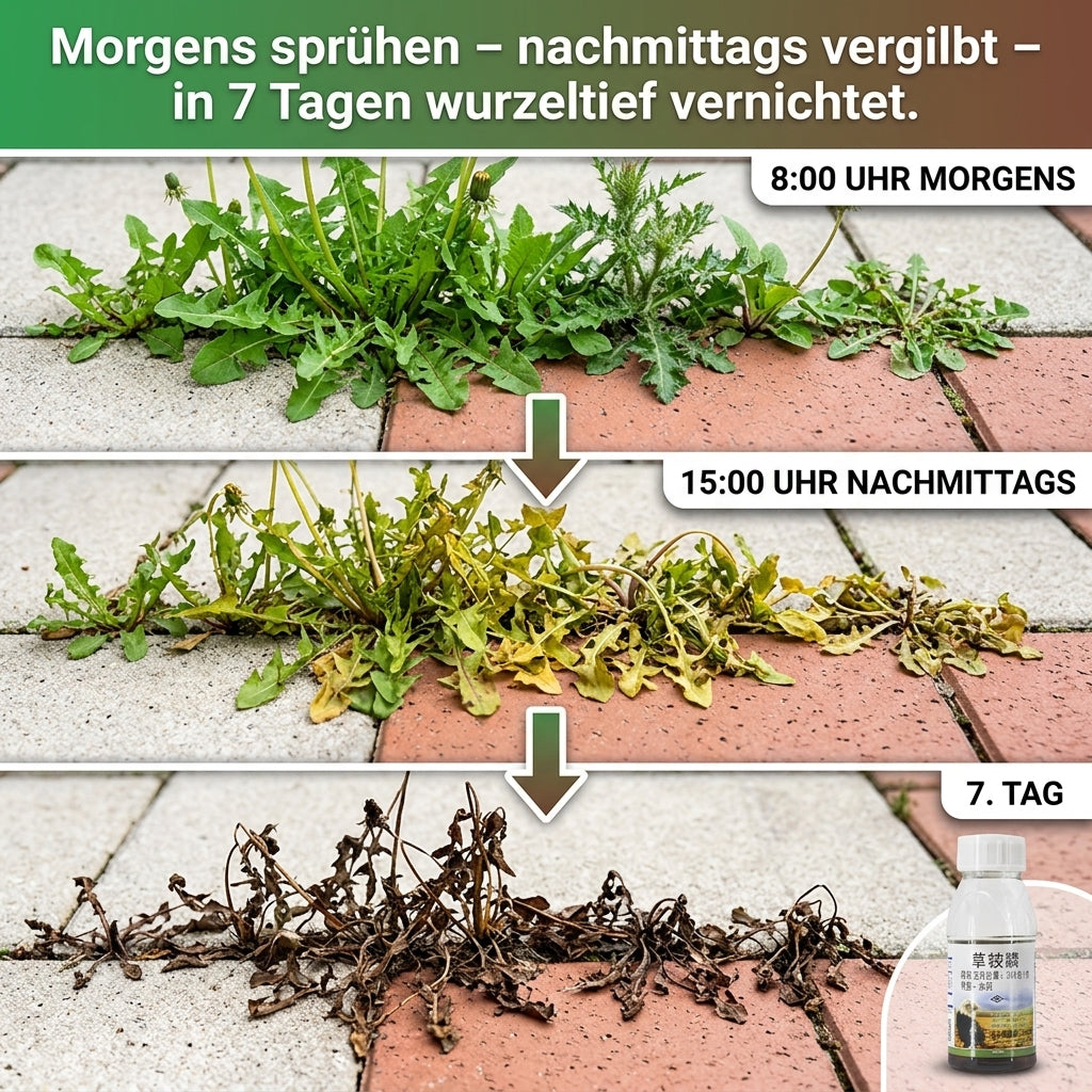 ✅👍Ultimatives Profi-Unkrautvernichter-Konzentrat: 1 Kappe für 1000 m² – Sichtbar in 3 Stunden & 3-fache Geld-zurück-Garantie！