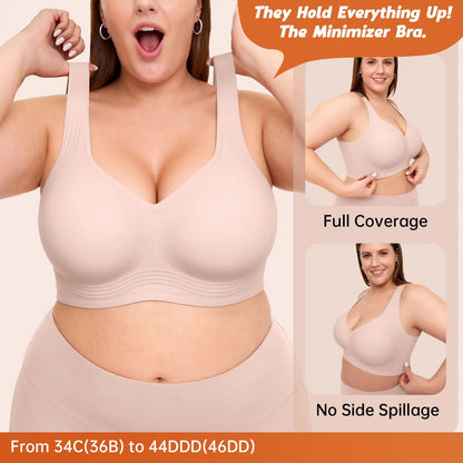 ✨Soft Intention Women's Seamless Red Bra Wireless Soft Bralette Full Coverage Push Up T-shirt Comfortable Everyday Wear