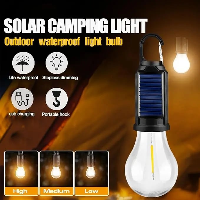 2/4 PCS Rechargeable Solar LED Light Bulbs with Waterproof Clip Hook
