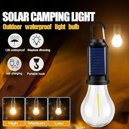 2/4 PCS Rechargeable Solar LED Light Bulbs with Waterproof Clip Hook
