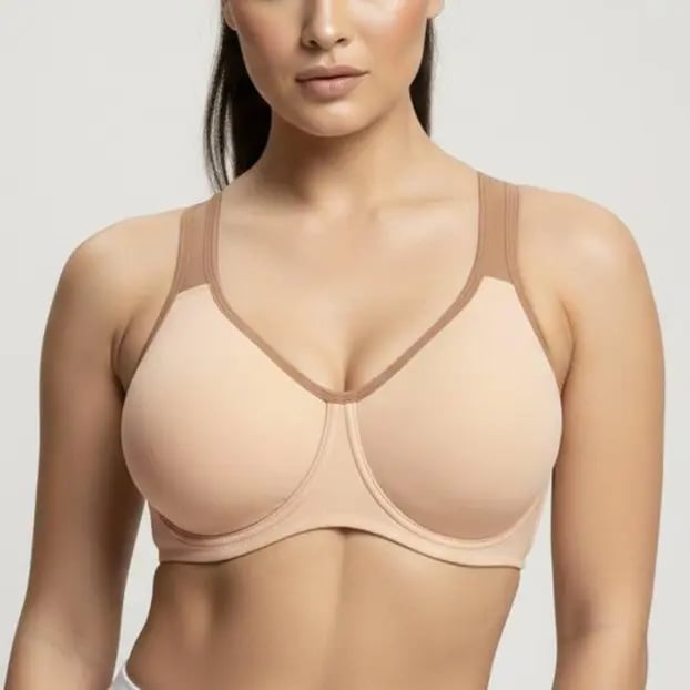 💥Soft Support Non-padded Unlined Full Coverage Wide Strap Outside Underwire Sports Bra