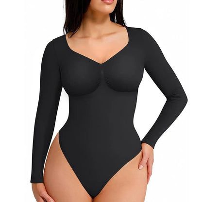 💥Women's Seamless Shaping Long Sleeve Thong Comfortable Bodysuit for Tops and Underwear Lady Comfort Basic Springtok