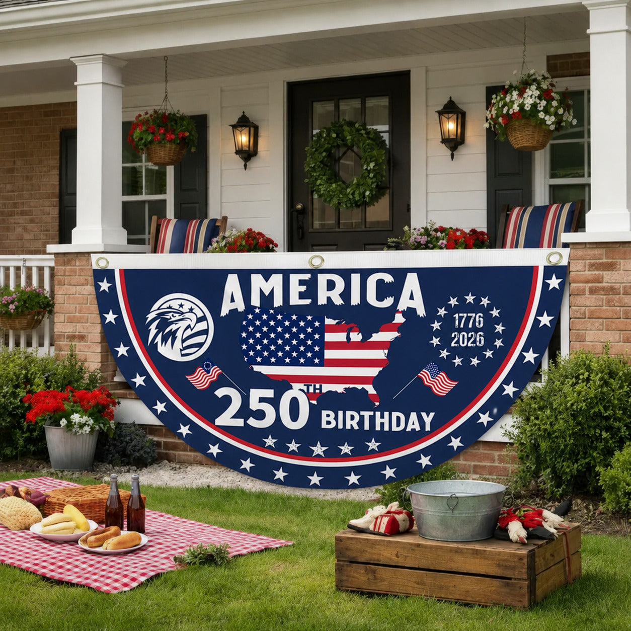 💥Honor Your American Pride🎉Handcrafted by Veterans - 250th Anniversary USA Fan Flag🎖️