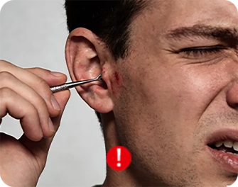Unsafe ear cleaning with a metal tool