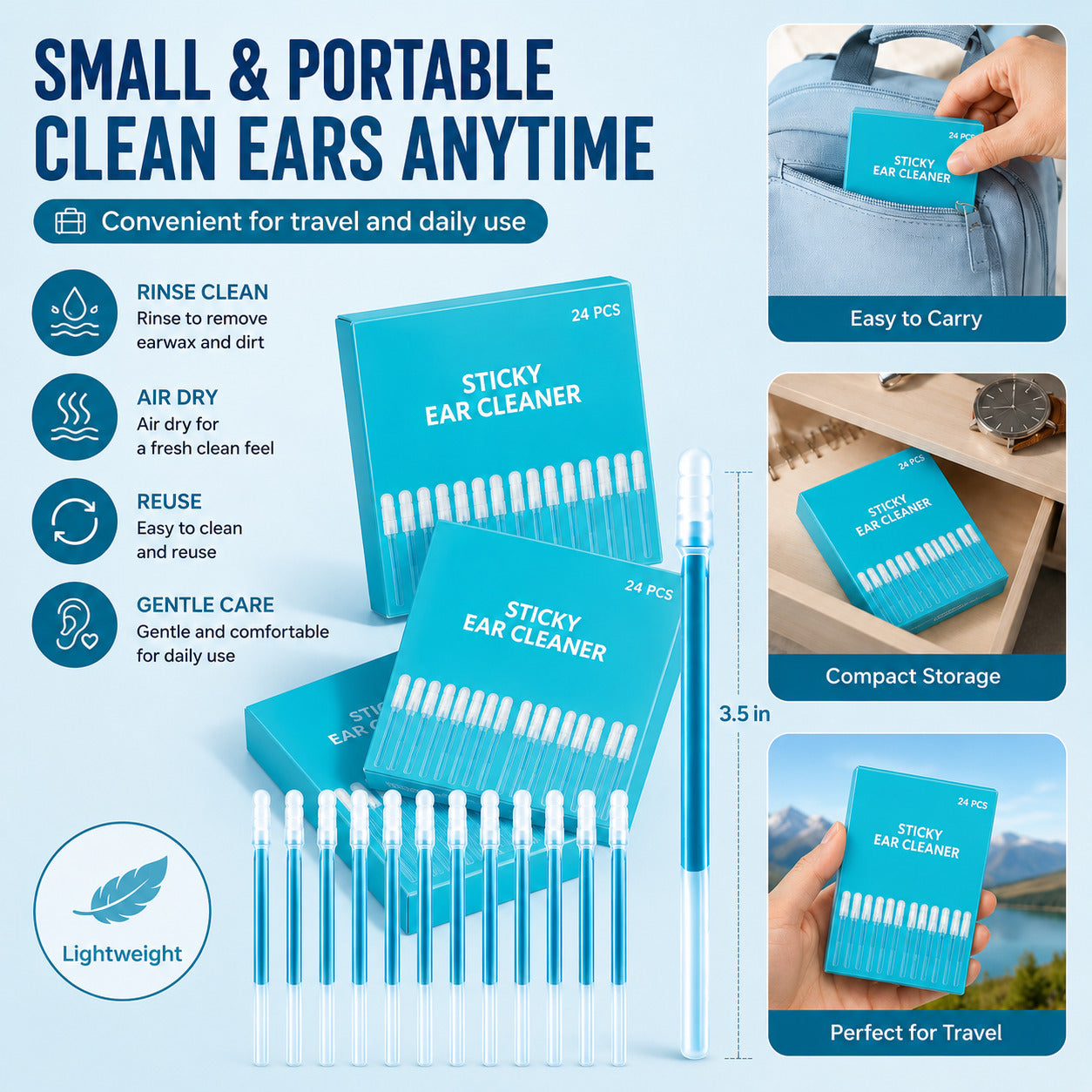 Sticky Ear Cleaning Sticks - Gentle, Visible Ear Care👂