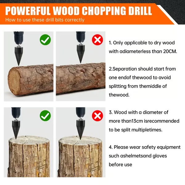 🔥 Hot Summer Sale 50% OFF🔥Heavy-Duty Conical Firewood Splitting Drill Attachment