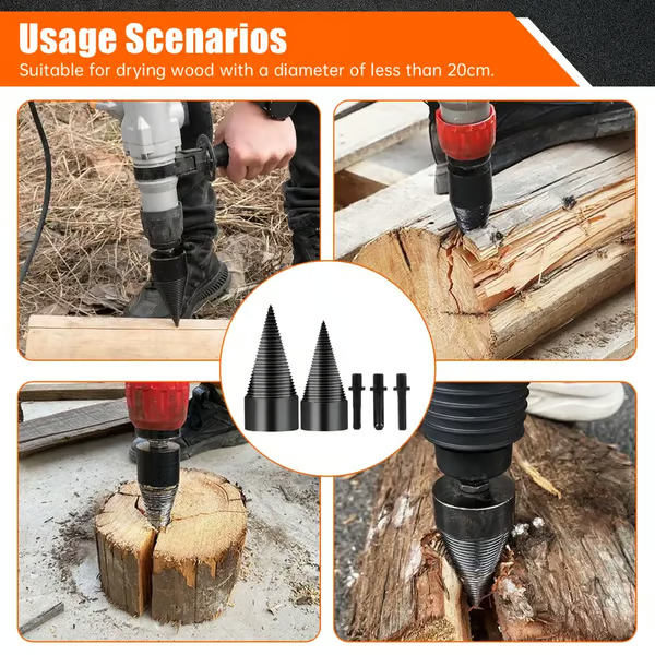 🔥 Hot Summer Sale 50% OFF🔥Heavy-Duty Conical Firewood Splitting Drill Attachment